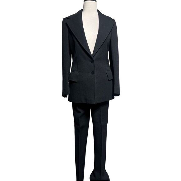 Anne Klein Vintage Heavy Wool Business Suit, Blazer, Pants Black Small - Picture 4 of 7